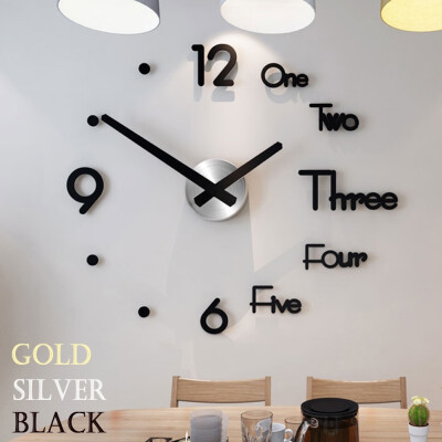 Gold Silver Black Large Wall Clock Modern Design 3D Wall Sticker Clock Silent Home Decor Living Room Quartz Horloge
Gold Silver Black Large Wall Clock Modern Design 3D Wall Sticker Clock Silent Home Decor Living Room Quartz Horloge