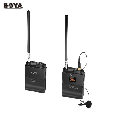 BOYA BY-WFM12 VHF Wireless Microphone System Transmitter Receiver with Omni-directional Lavalier Microphone 12 Switchable Frequenc