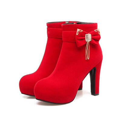 IDIFU Womens Elegant Bow Belt Rhinestone Chunky High Heel Ankle Booties Round Toe Platform Side Zipper Side Short Boots
IDIFU Womens Elegant Bow Belt Rhinestone Chunky High Heel Ankle Booties Round Toe Platform Side Zipper Side Short Boots