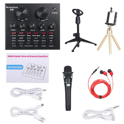 V8 Multifunctional Live Sound Card Intelligent Volume Adjustable Audio Mixer Sound Card for Computer PC Live Sound with Microphone
V8 Multifunctional Live Sound Card Intelligent Volume Adjustable Audio Mixer Sound Card for Computer PC Live Sound with Microphone