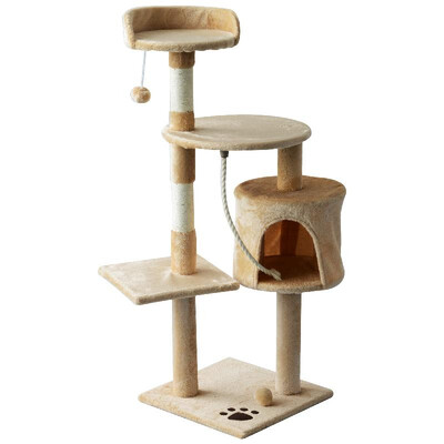 45" Tall Cat Condo Tower Scratching Post Activity Tree House Furniture - BeigeWhite With Toys
45" Tall Cat Condo Tower Scratching Post Activity Tree House Furniture - BeigeWhite With Toys
