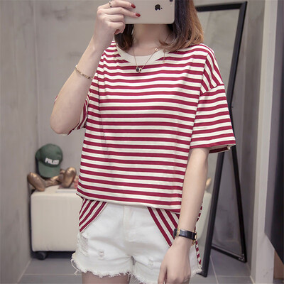 JOY OF JOY Jingdong Womens 2019 Summer New Short Sleeve Striped Cotton Knit Joker T-Shirt Women Loose Top Women JWTD191471 Red M
JOY OF JOY Jingdong Womens 2019 Summer New Short Sleeve Striped Cotton Knit Joker T-Shirt Women Loose Top Women JWTD191471 Red M