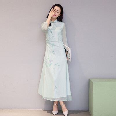Cypress 2019 spring new womens stand collar elegant print nine-point sleeve improved version cheongsam dress S91R0041LA142XL light green
Cypress 2019 spring new womens stand collar elegant print nine-point sleeve improved version cheongsam dress S91R0041LA142XL light green