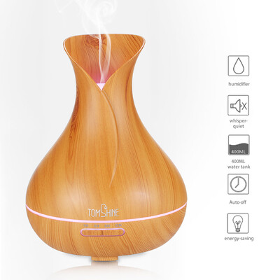 Tomshine 400ml Cool Mist Air Humidifier Ultrasonic Aroma Essential Oil Diffuser Wood-Grain 7 Color Changing Light for Office Home
Tomshine 400ml Cool Mist Air Humidifier Ultrasonic Aroma Essential Oil Diffuser Wood-Grain 7 Color Changing Light for Office Home