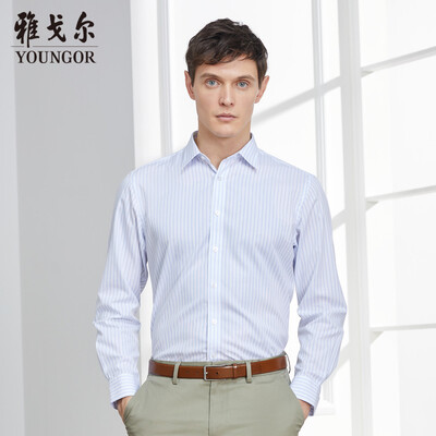 Youngor shirt mens 2019 spring youth mens casual dress shirt YLDP10267HJA blue 40