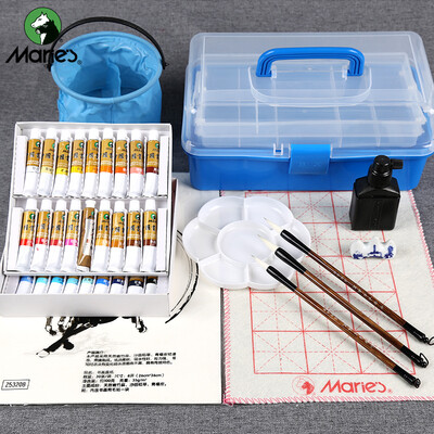 Maries 36 color 12ml Chinese painting set 8 piece set of landscape painting tool set with toolbox
Maries 36 color 12ml Chinese painting set 8 piece set of landscape painting tool set with toolbox