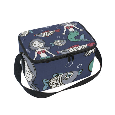ALAZA Lunch Box Insulated Girl Mermaid Lunch Bag Large Cooler Tote Bagfor Men Women