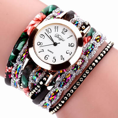 DUOYA D048 Women Wrap Around Floral Bracelet Wrist Watch