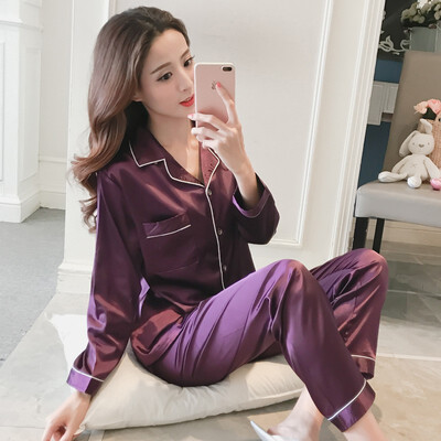 Satin Silk Patchwork Womens Pajamas Set Long Sleeve Blouse Trousers Pajama Sets Women 2019 Autumn Winter Bathrobe Plus Size
Satin Silk Patchwork Womens Pajamas Set Long Sleeve Blouse Trousers Pajama Sets Women 2019 Autumn Winter Bathrobe Plus Size