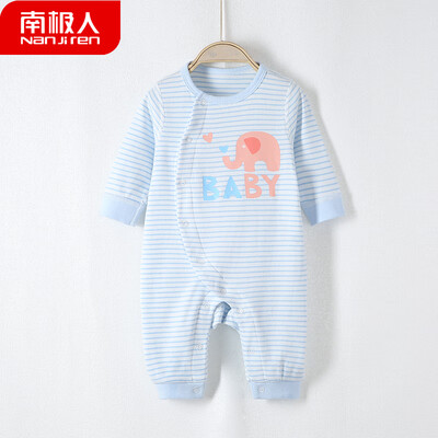 Antarctic Nanjiren newborn clothes 0-3 months baby onesies baby romper spring&autumn out of the clothes striped small elephant - light blue 80