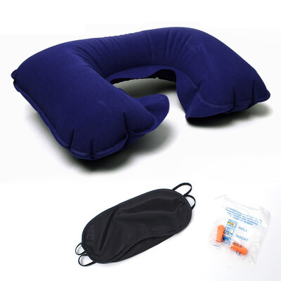 Outdoor travel Sambo PVC flocking inflatable U-shaped pillow car travel soundproof earplugs blackout goggles three-piece blue
Outdoor travel Sambo PVC flocking inflatable U-shaped pillow car travel soundproof earplugs blackout goggles three-piece blue