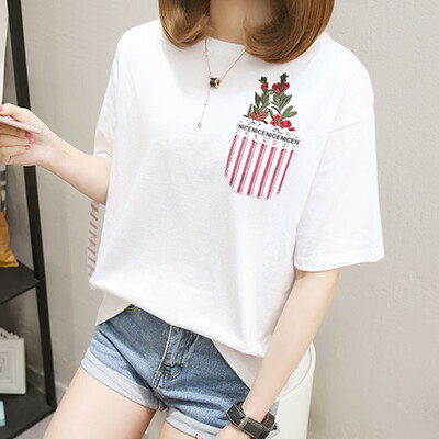 Langyue Womens 2019 Summer New Korean Embroidered Pocket Loose Short Sleeve T-Shirt Women LWTD191536 White
Langyue Womens 2019 Summer New Korean Embroidered Pocket Loose Short Sleeve T-Shirt Women LWTD191536 White