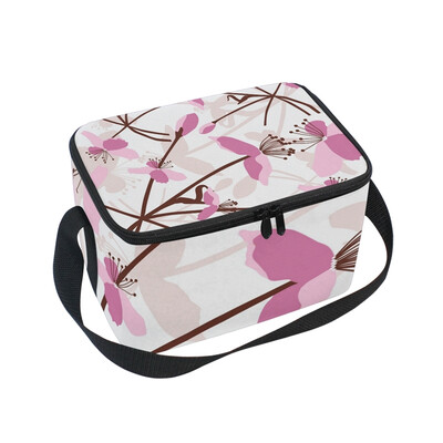 ALAZA Insulated Lunch Box Beautiful Pink Flower Lunch Bag for Men Women Portable Tote Bag Cooler Bag