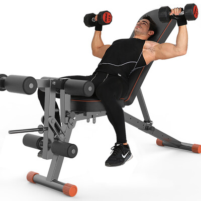 Chi Shang FC7005D Multifunctional Folding Dumbbell Bench Fitness Chair Home Fitness Equipment Sit-ups Plate Abdominal Leg Trainer Sports Bench Press Tablet Chair Cool Black