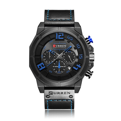 CURREN Fashion Sport Genuine Leather Men Watches 1ATM Life Water-resistant Quartz Man Watch Relogio Musculino Chronograph