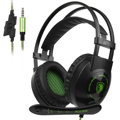 SADES SA-801 35mm Gaming Headsets with Microphone Over Ear Music Headphones Volume Control Black-green for PS4 New Xbox One Lapto
SADES SA-801 35mm Gaming Headsets with Microphone Over Ear Music Headphones Volume Control Black-green for PS4 New Xbox One Lapto