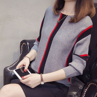 Sweater women 2018 autumn&winter new Korean version of striped pullover knitted sweater loose show thin&thick base sweater
Sweater women 2018 autumn&winter new Korean version of striped pullover knitted sweater loose show thin&thick base sweater