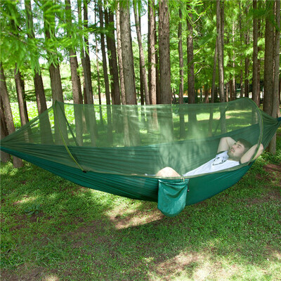 Automatic speed open with mosquito net hammock outdoor single double nylon parachute cloth camping camping mosquito hammock dark green
Automatic speed open with mosquito net hammock outdoor single double nylon parachute cloth camping camping mosquito hammock dark green