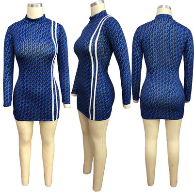 2018 autumn new womens dress regular sleeve printed high elastic fabric tight skirt
2018 autumn new womens dress regular sleeve printed high elastic fabric tight skirt