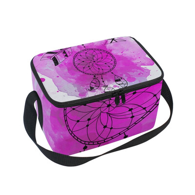 ALAZA Lunch Box Insulated Lunch Bag Large Cooler Purple Dream Catcher Tote Bag