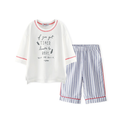 Cicie self-employed childrens clothing girls suit printing T-shirt cropped pants girls children two-piece C91020 white 11052A
Cicie self-employed childrens clothing girls suit printing T-shirt cropped pants girls children two-piece C91020 white 11052A