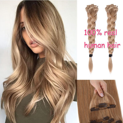 100 Remy Human Hair Real Thick Clip In Human Hair Extension 8 pcs