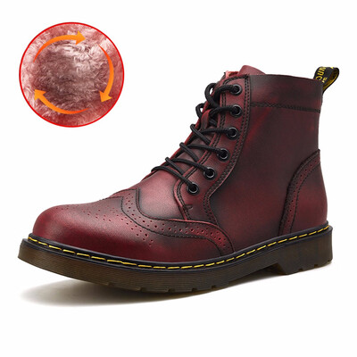 Mid boots mens leather waterproof Martin boots casual fur lining warm snow boots 
Mid boots mens leather waterproof Martin boots casual fur lining warm snow boots