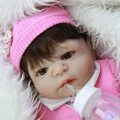 Free Shipping 23White Skin Reborn Baby Dolls with Pacifier Realistic Full Silicone Reborn Babies Handmade Girls Children Gifts