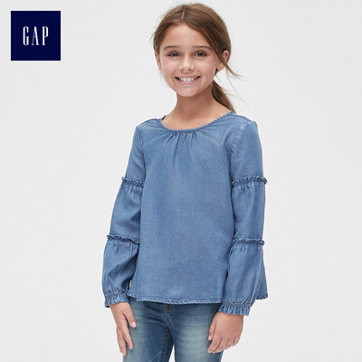 GAP flagship store girls pleated round neck butterfly sleeve denim shirt 395975 denim
GAP flagship store girls pleated round neck butterfly sleeve denim shirt 395975 denim