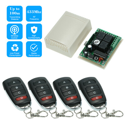 433Mhz DC 12V 4CH Universal 10A Relay Wireless Remote Control Switch Receiver Module&5PCS 4 Key RF 433 Mhz Transmitter Remote
433Mhz DC 12V 4CH Universal 10A Relay Wireless Remote Control Switch Receiver Module&5PCS 4 Key RF 433 Mhz Transmitter Remote