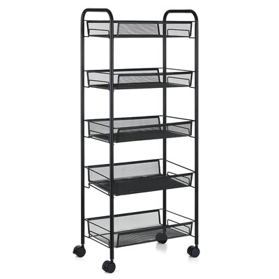 Multi-Purpose 5-Tier Mesh Wire Rolling Cart Storage Trolley Organizer for Kitchen Pantry Bedroom Bathroom Living Room--White
Multi-Purpose 5-Tier Mesh Wire Rolling Cart Storage Trolley Organizer for Kitchen Pantry Bedroom Bathroom Living Room--White