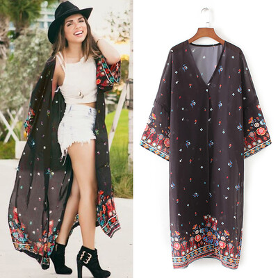 Boho Women Chiffon Beach Kimono Floral Print Long Sleeve Loose Thin Gown Bikini Cover Up Cardigan
Boho Women Chiffon Beach Kimono Floral Print Long Sleeve Loose Thin Gown Bikini Cover Up Cardigan
