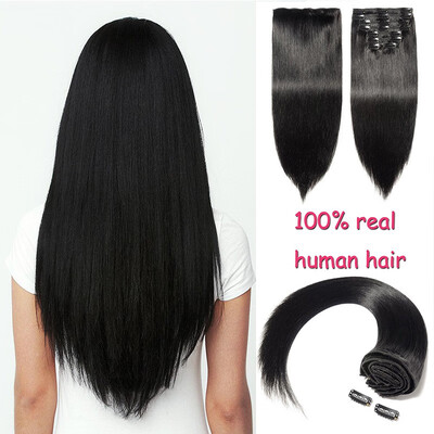 100 Remy Human Hair Real Thick Clip In Human Hair Extension 8 pcs