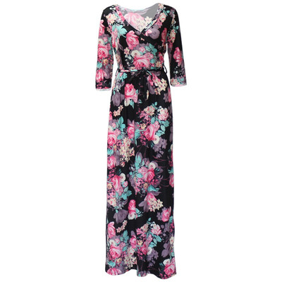 Womens Bohemian Printed Wrap Bodice 34 Sleeve Crossover Maxi Dress Long Party Dress
Womens Bohemian Printed Wrap Bodice 34 Sleeve Crossover Maxi Dress Long Party Dress
