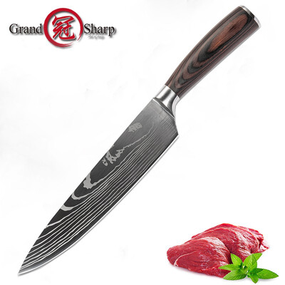 Grandsharp 8 Inch Chef Kitchen Knife Laser Damascus Pattern Stainless Steel Knife Kitchen Cooking Tools with Credit Card Knife Gi
Grandsharp 8 Inch Chef Kitchen Knife Laser Damascus Pattern Stainless Steel Knife Kitchen Cooking Tools with Credit Card Knife Gi