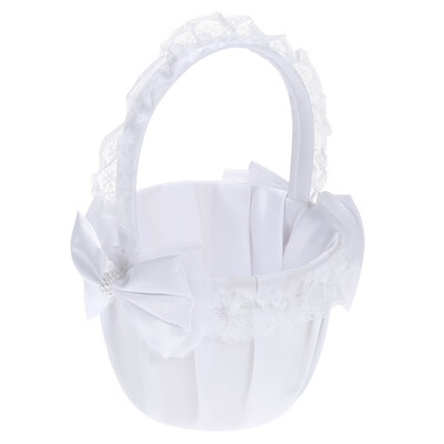 White Satin Lace Wedding Flower Girl Basket with Bowknots Decoration Wedding Supplies
White Satin Lace Wedding Flower Girl Basket with Bowknots Decoration Wedding Supplies