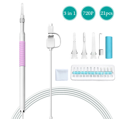 3-in-1 USB Ear Cleaning Earpick Endoscope LED Light Multifunctional Borescope Inspection Camera HD 720P Visual Ear Spoon Health Ca
3-in-1 USB Ear Cleaning Earpick Endoscope LED Light Multifunctional Borescope Inspection Camera HD 720P Visual Ear Spoon Health Ca