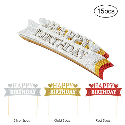 15pcs Glitter Paper Happy Birthday Cake Topper Birthday Party Celebration Cupcake Dessert Decoration Supplies--Mix Colors
15pcs Glitter Paper Happy Birthday Cake Topper Birthday Party Celebration Cupcake Dessert Decoration Supplies--Mix Colors