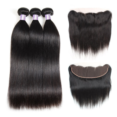 8A Straight Remy Human Hair Lace Frontal Closure With 3 Bundles Peruvian Hair Weave Natural Black
8A Straight Remy Human Hair Lace Frontal Closure With 3 Bundles Peruvian Hair Weave Natural Black
