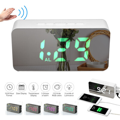 Digital Colorful RGB LED Mirror Alarm Clock USBBattery Powered Desktop Thermometer Clock with Adjustable Luminance 3 Alarms Snooz
Digital Colorful RGB LED Mirror Alarm Clock USBBattery Powered Desktop Thermometer Clock with Adjustable Luminance 3 Alarms Snooz
