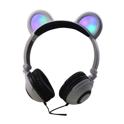 Headphone Cute Folded Bear Ears Earlaps With LED Light Button Battery Soft Band Headset
Headphone Cute Folded Bear Ears Earlaps With LED Light Button Battery Soft Band Headset