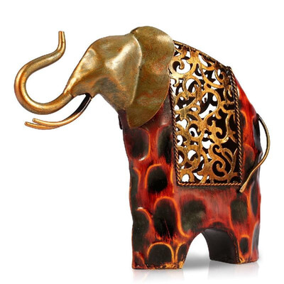 TOOARTS Carved iron art elephant Metal animal sculpture Home furnishing Articles Handicrafts