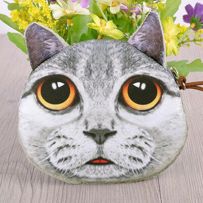 New Casual Handbag Purse Cute Fashion Women Coin Purse Cat Animal Print Mini Wallet Zipper Closure Small Clutch Bag