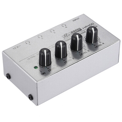 HA400 Ultra-compact 4 Channels Mini Audio Stereo Headphone Amplifier with Power Adapter
HA400 Ultra-compact 4 Channels Mini Audio Stereo Headphone Amplifier with Power Adapter