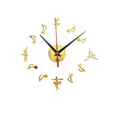 Ballet Girl DIY Musical Notes Mirror Wall Hanging Wall Clock