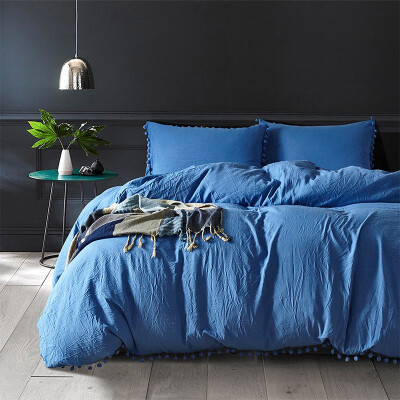 Neillie ball side quilt cover suit bedding three piece set American size pure color bed goods
Neillie ball side quilt cover suit bedding three piece set American size pure color bed goods