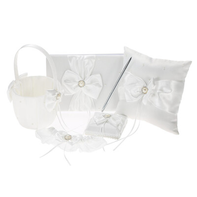 5pcsset White Wedding Supplies Satin Flower Girl Basket 7 7 inches Ring Bearer Pillow Guest Book Pen Holder Bride Garte
5pcsset White Wedding Supplies Satin Flower Girl Basket 7 7 inches Ring Bearer Pillow Guest Book Pen Holder Bride Garte