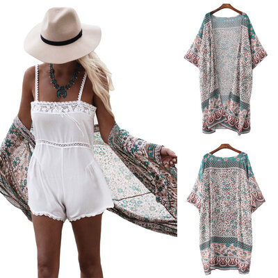 Vintage Women Chiffon Kimono Cardigan Floral Print Boho Loose Outerwear Beachwear Bikini Cover Up Green
Vintage Women Chiffon Kimono Cardigan Floral Print Boho Loose Outerwear Beachwear Bikini Cover Up Green