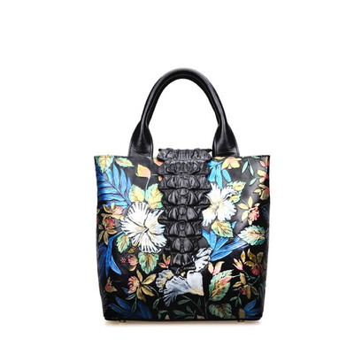 SUWERER 2019 New women genuine leather bags fashion handbag top cowhide Embossing Flowers luxury handbags women bags designer