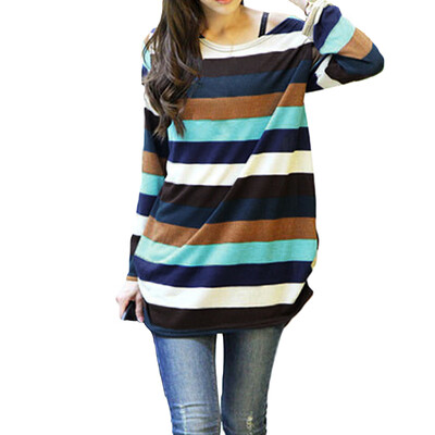 Korean Fashion Women Slouchy T-shirt Colorful Stripes Knitted Long Shirt Pullover Tops Multicolor
Korean Fashion Women Slouchy T-shirt Colorful Stripes Knitted Long Shirt Pullover Tops Multicolor